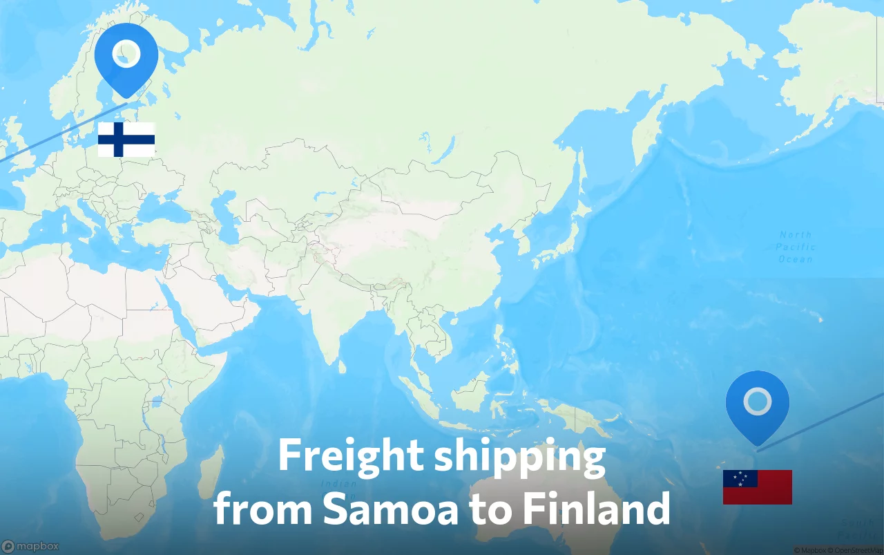Shipping route from Samoa to Finland