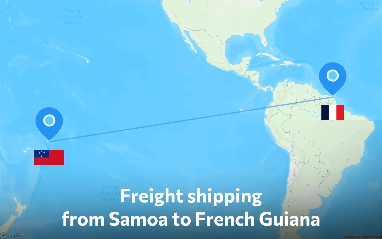 Shipping route from Samoa to French Guiana