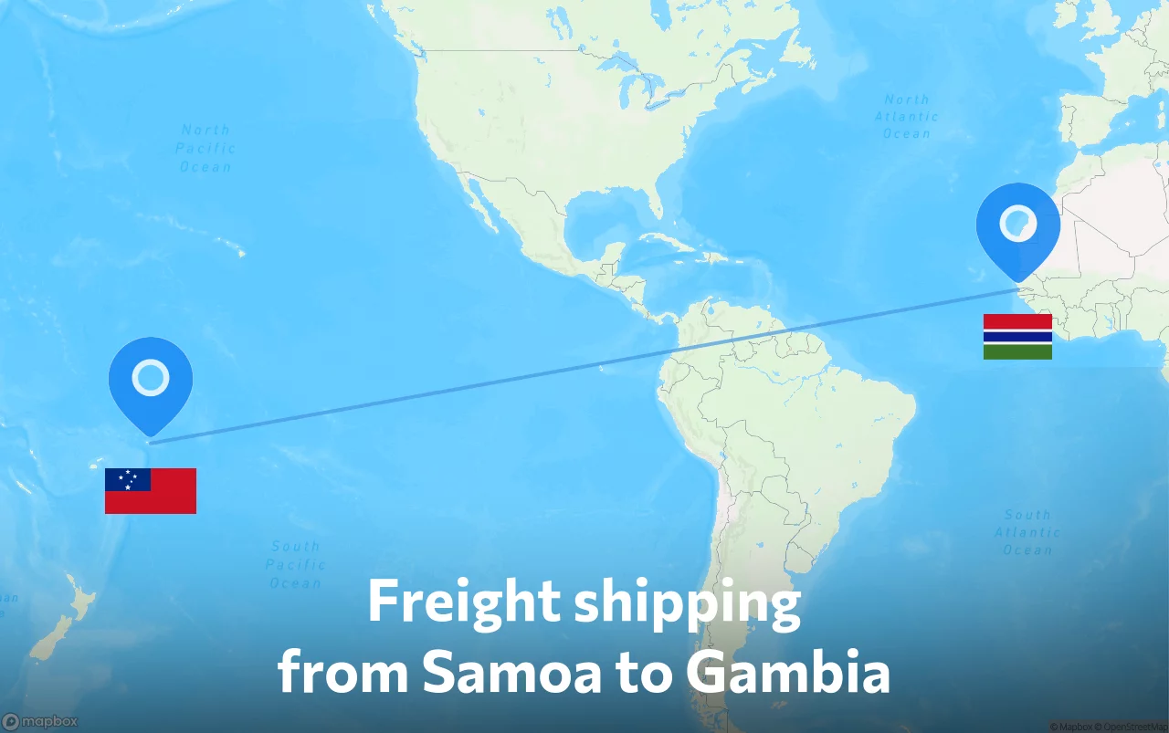 Shipping route from Samoa to Gambia