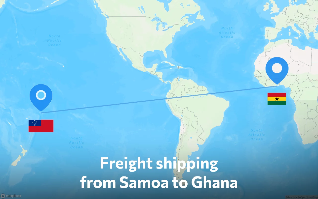 Shipping route from Samoa to Ghana