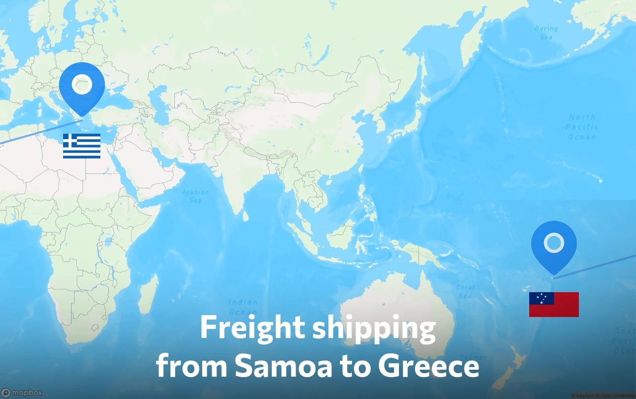 Shipping route from Samoa to Greece