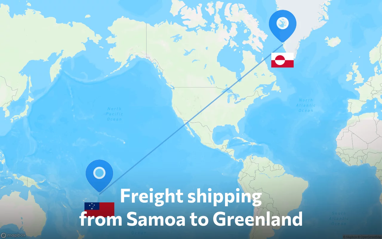 Shipping route from Samoa to Greenland