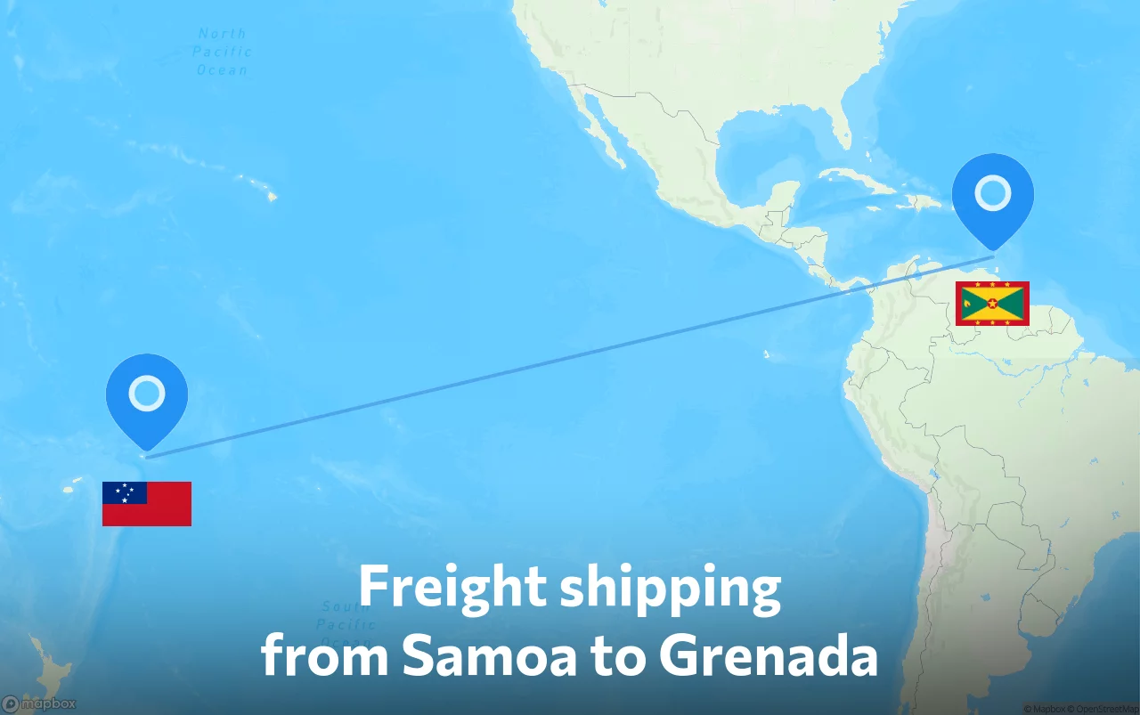 Shipping route from Samoa to Grenada