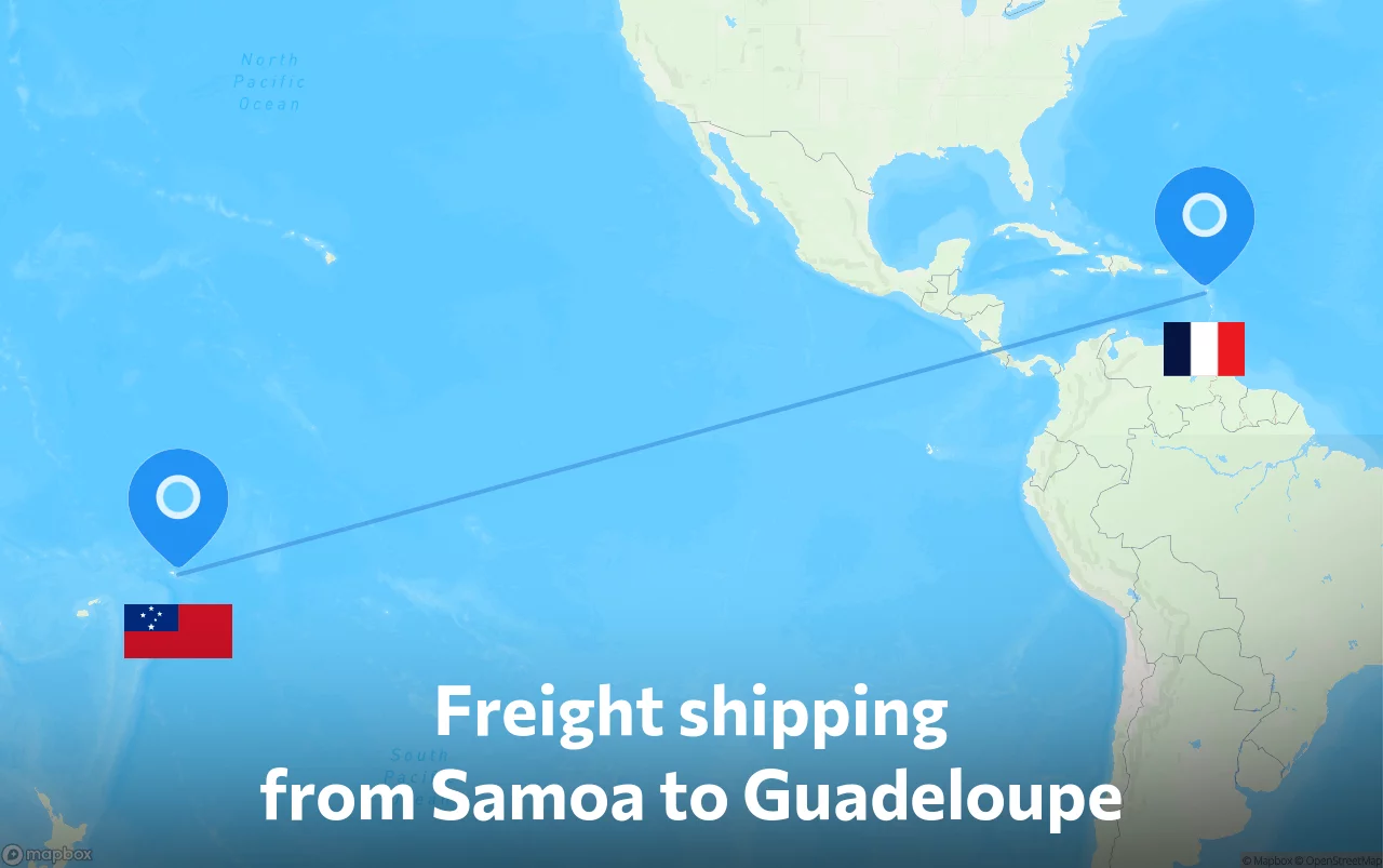 Shipping route from Samoa to Guadeloupe