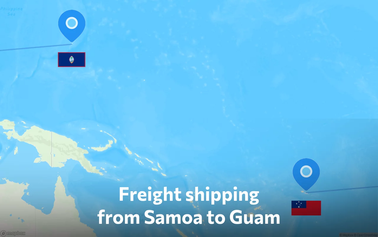 Shipping route from Samoa to Guam