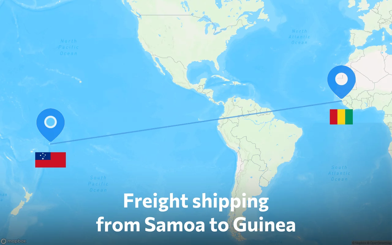 Shipping route from Samoa to Guinea