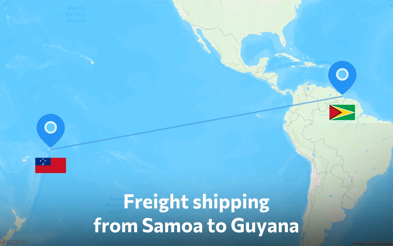 Shipping route from Samoa to Guyana