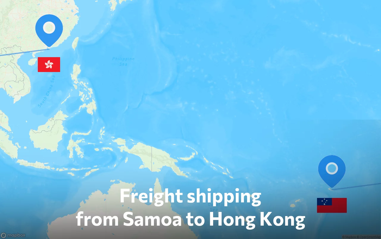 Shipping route from Samoa to Hong Kong