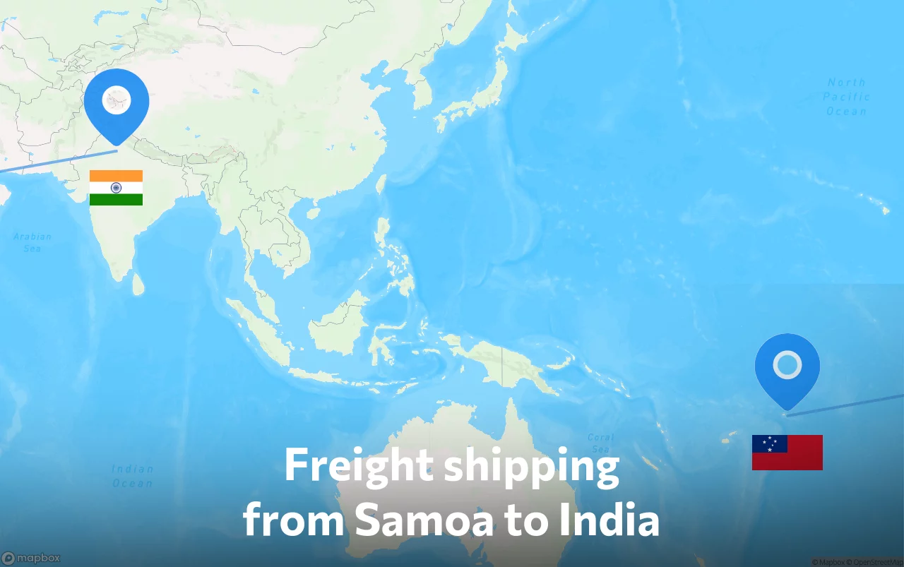 Shipping route from Samoa to India