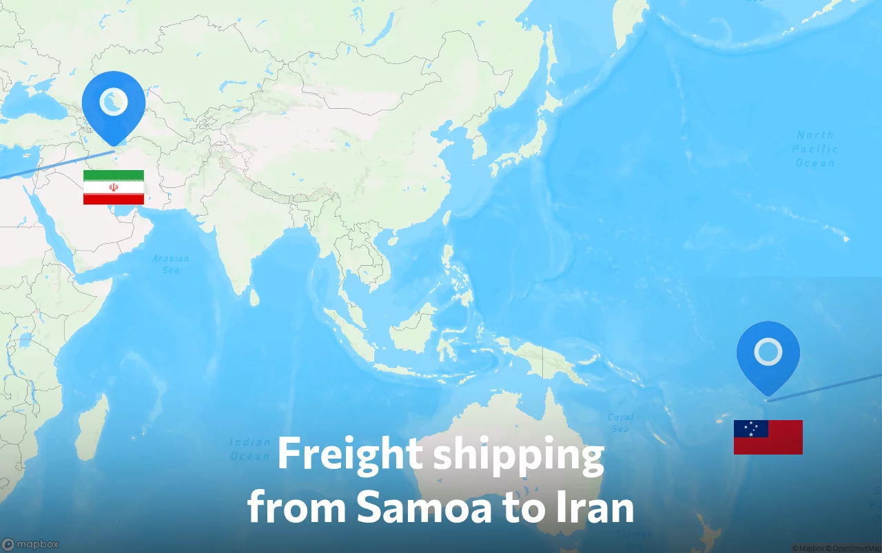 Shipping route from Samoa to Iran