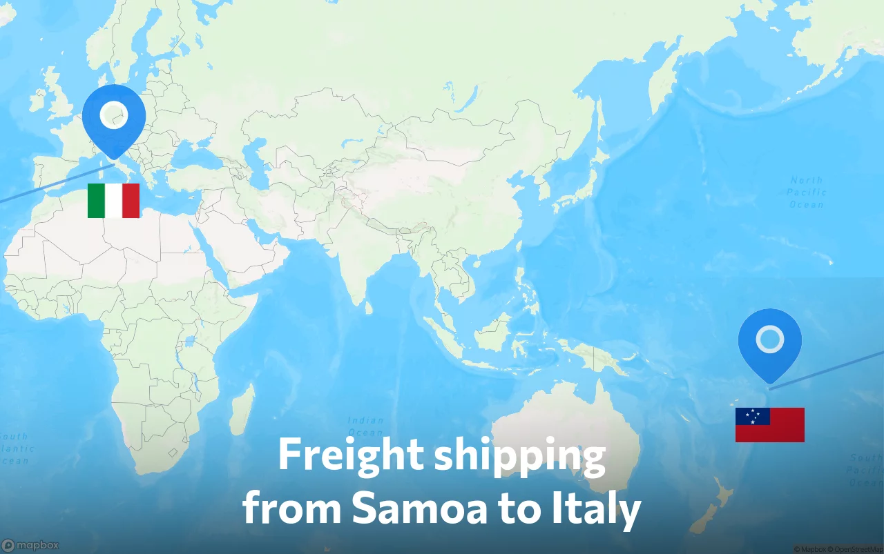 Shipping route from Samoa to Italy
