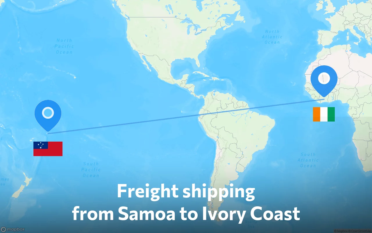 Shipping route from Samoa to Ivory Coast
