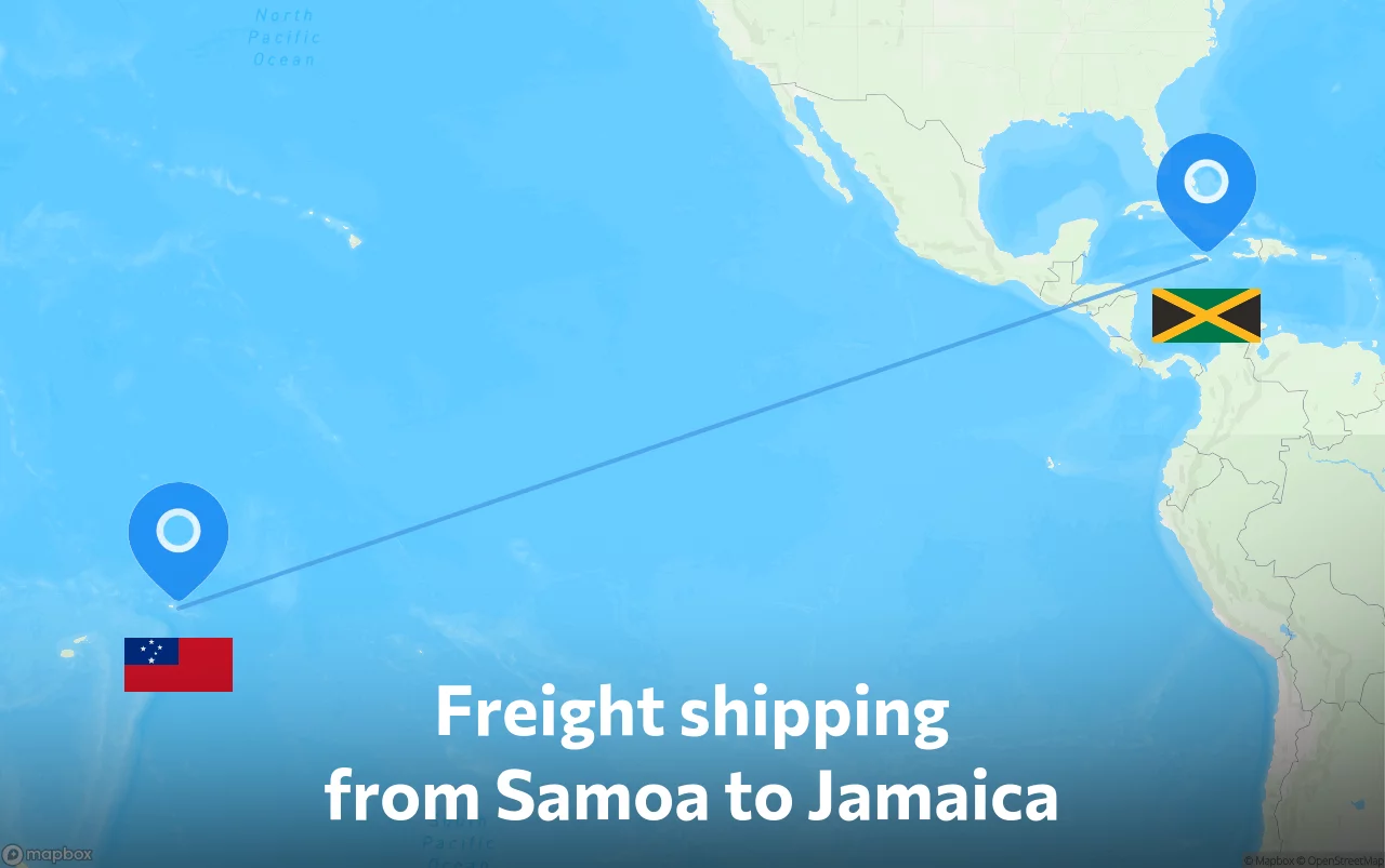Shipping route from Samoa to Jamaica