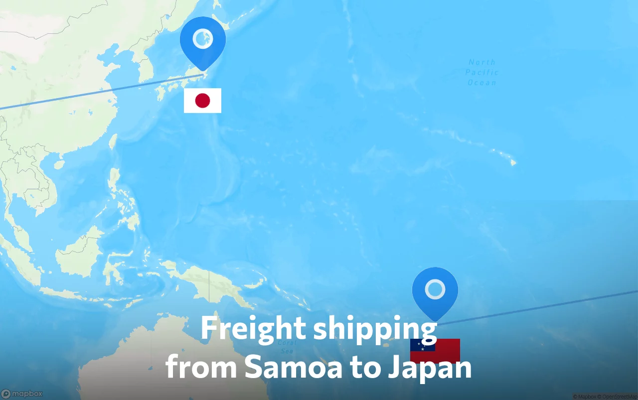 Shipping route from Samoa to Japan