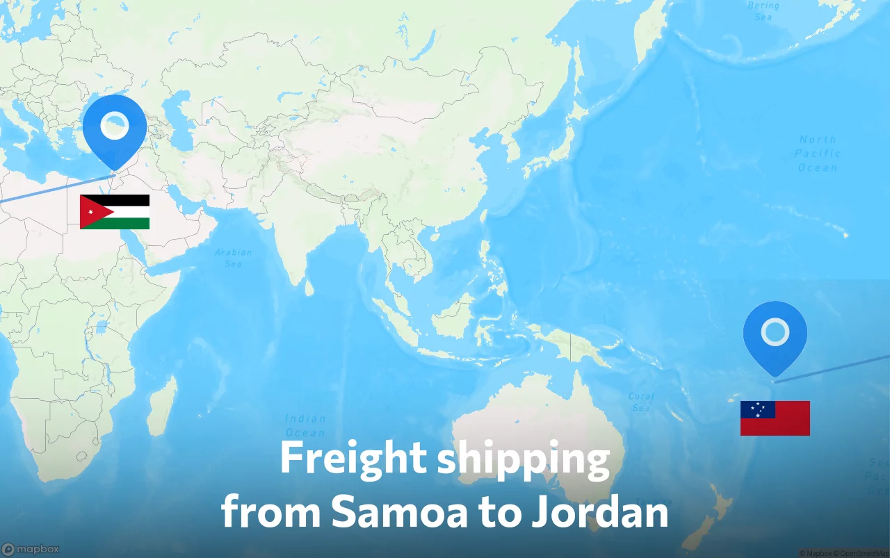Shipping route from Samoa to Jordan