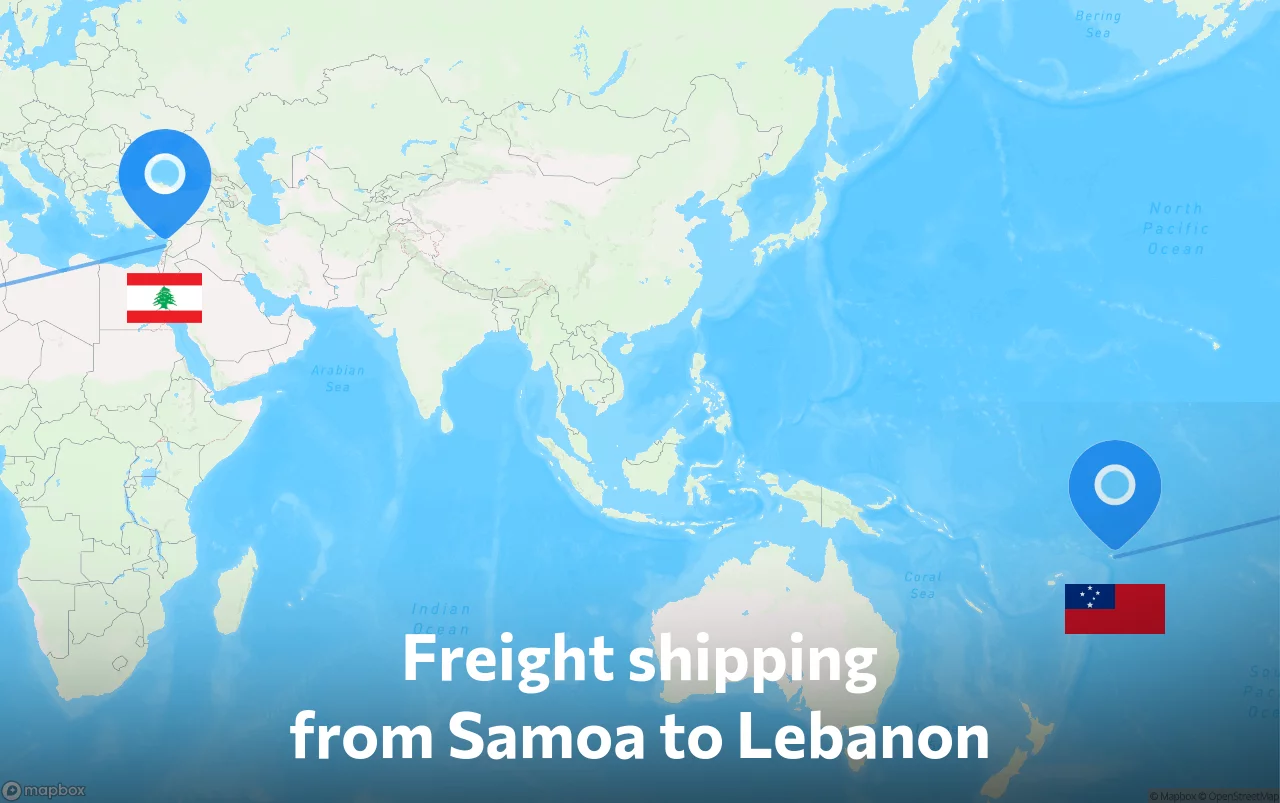 Shipping route from Samoa to Lebanon