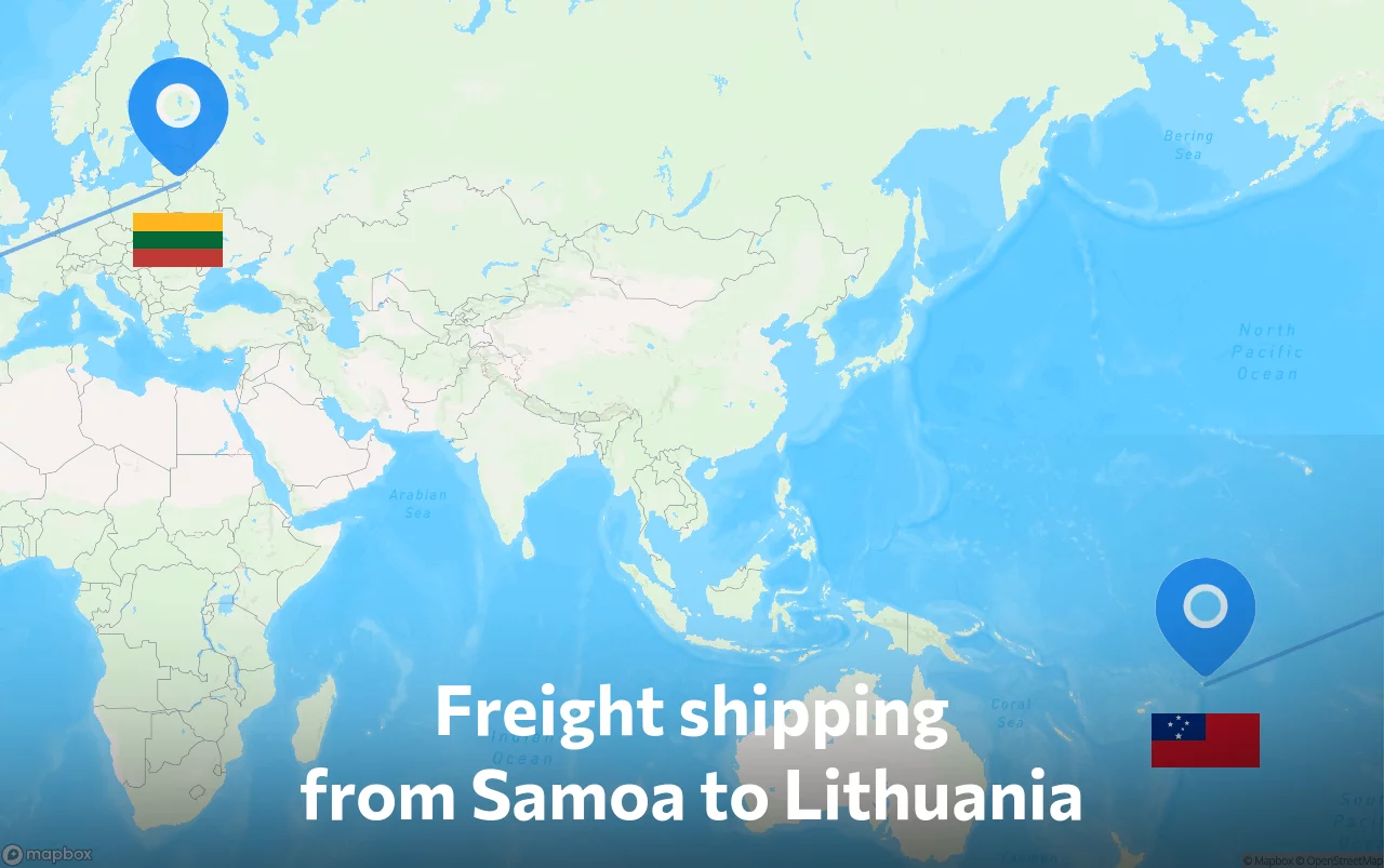 Shipping route from Samoa to Lithuania