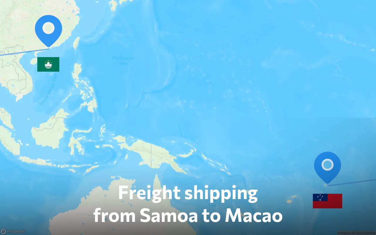 Shipping route from Samoa to Macao