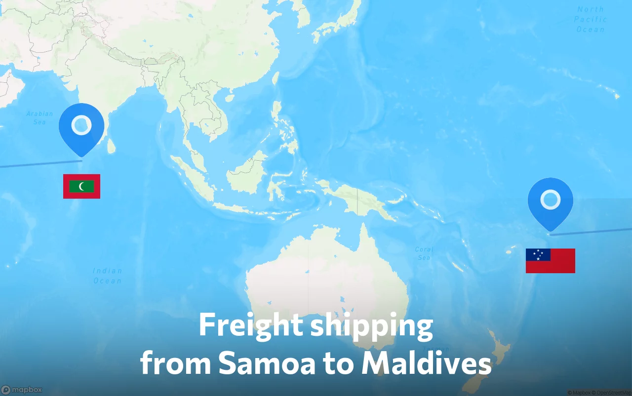 Shipping route from Samoa to Maldives