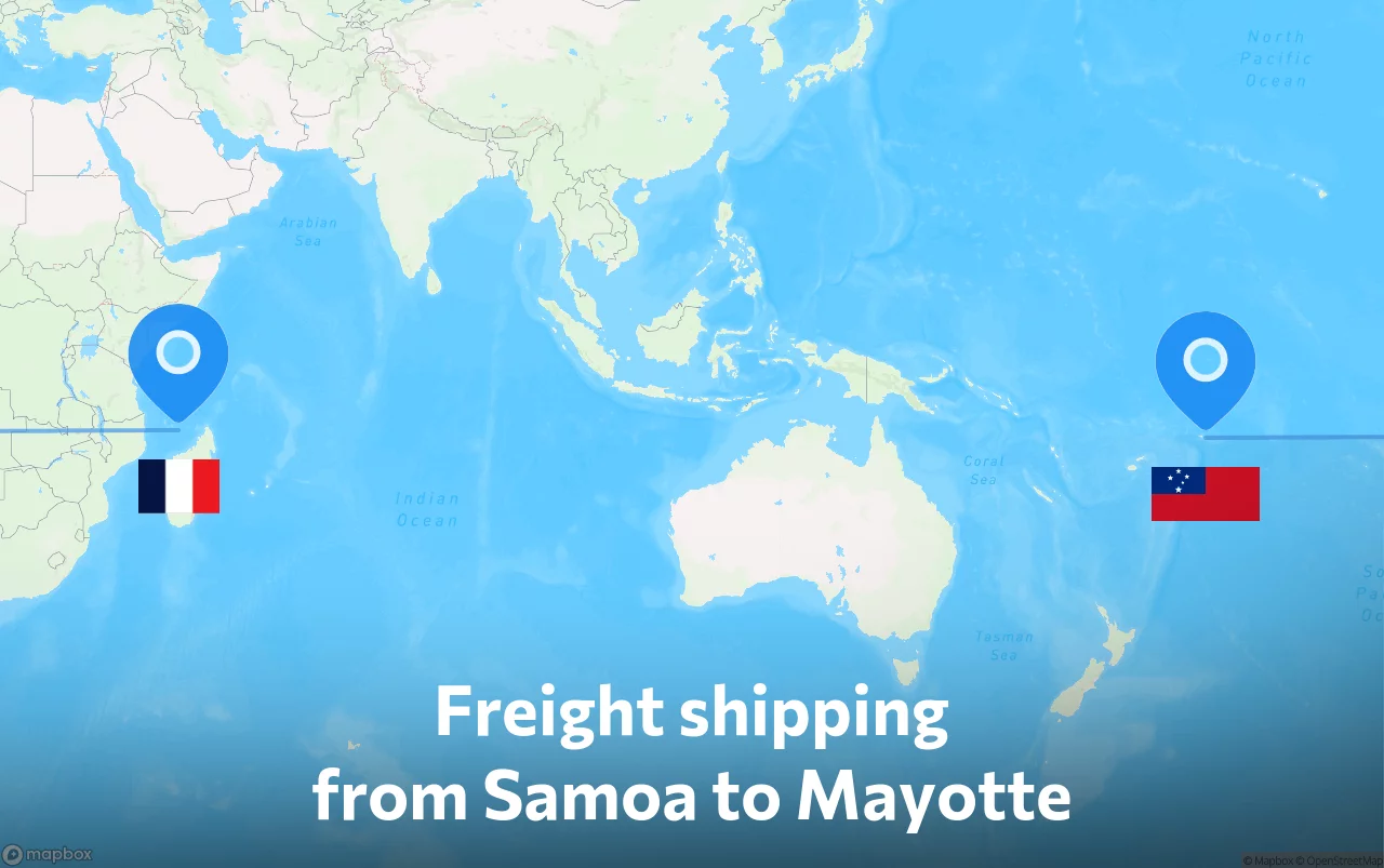 Shipping route from Samoa to Mayotte