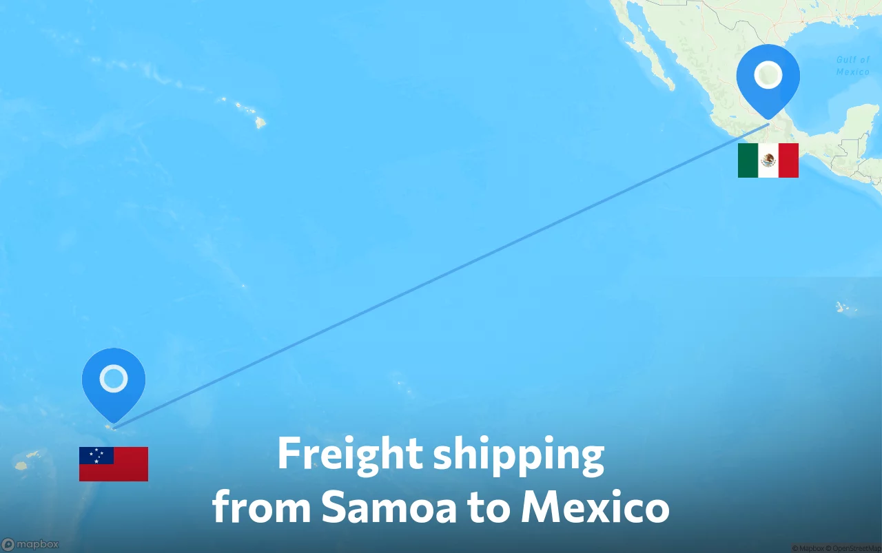 Shipping route from Samoa to Mexico