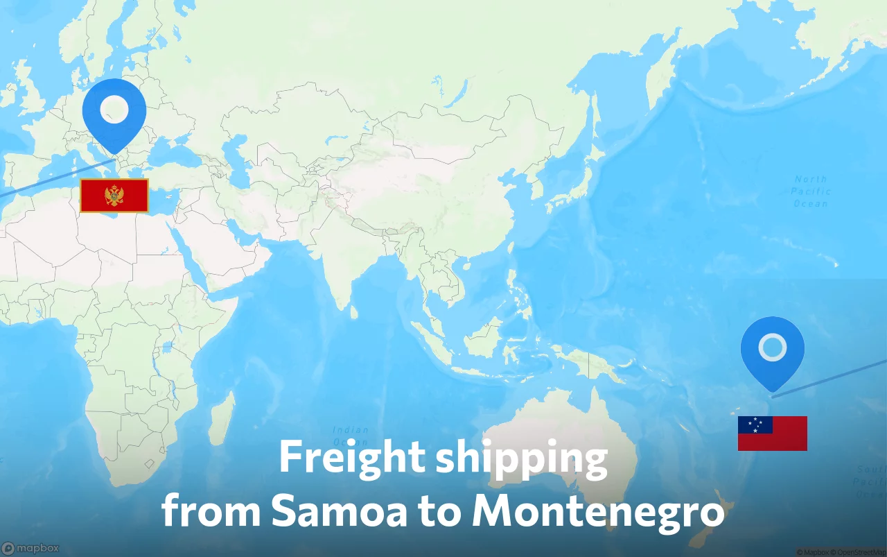 Shipping route from Samoa to Montenegro
