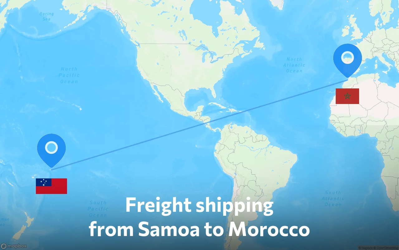 Shipping route from Samoa to Morocco