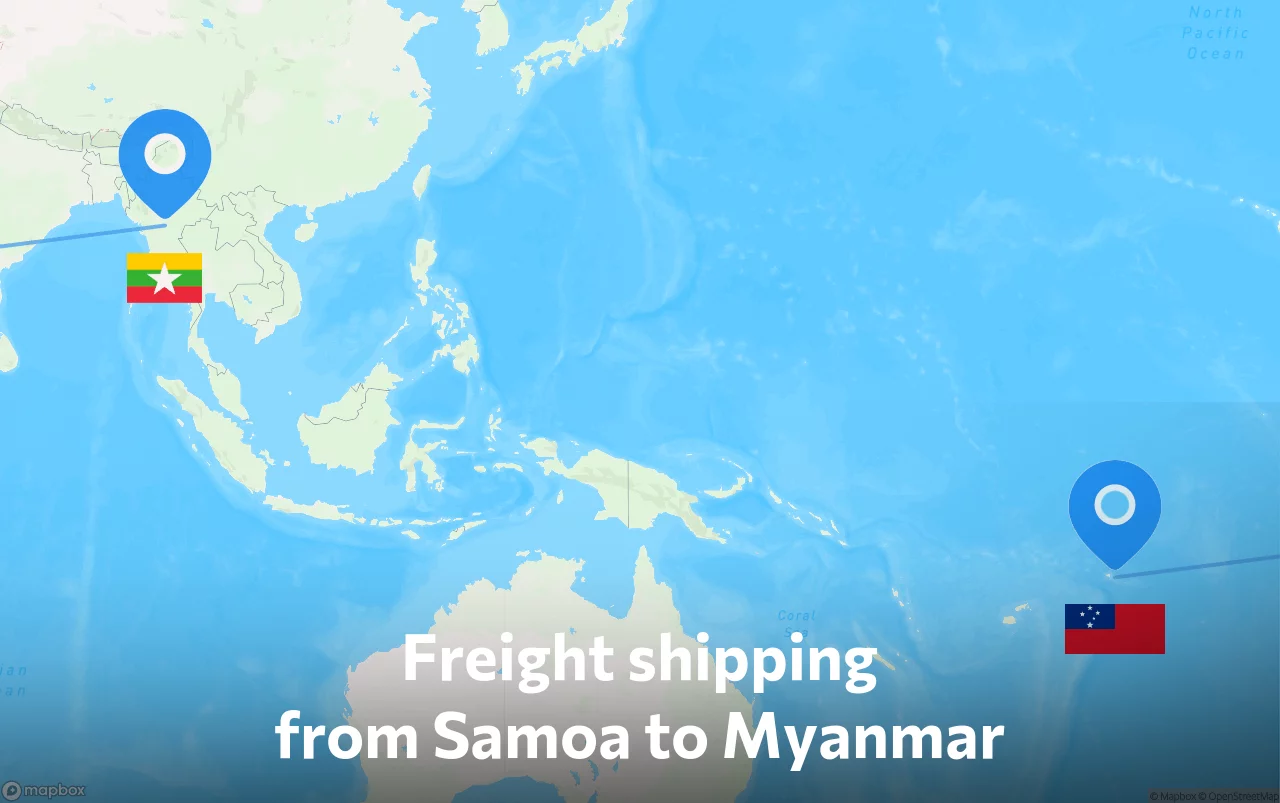 Shipping route from Samoa to Myanmar