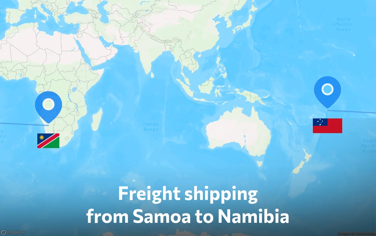 Shipping route from Samoa to Namibia