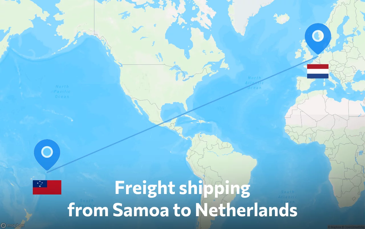 Shipping route from Samoa to Netherlands