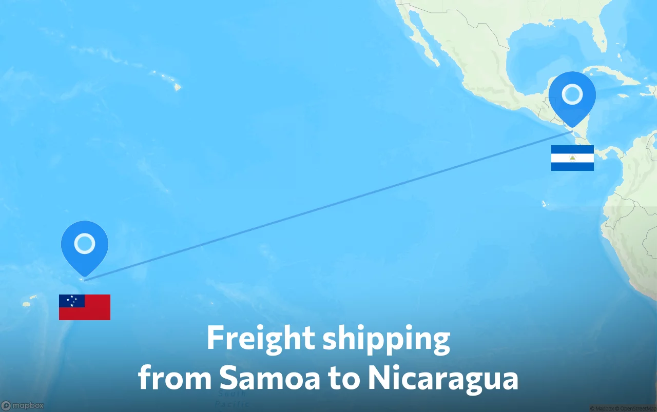 Shipping route from Samoa to Nicaragua
