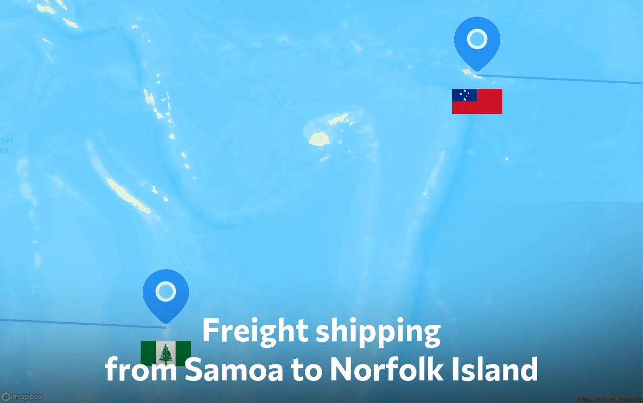 Shipping route from Samoa to Norfolk Island