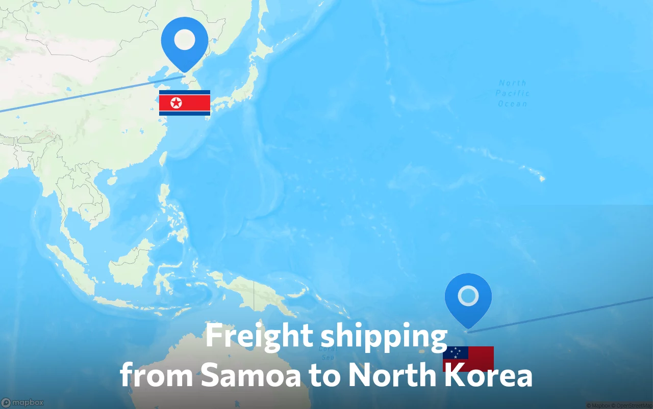 Shipping route from Samoa to North Korea