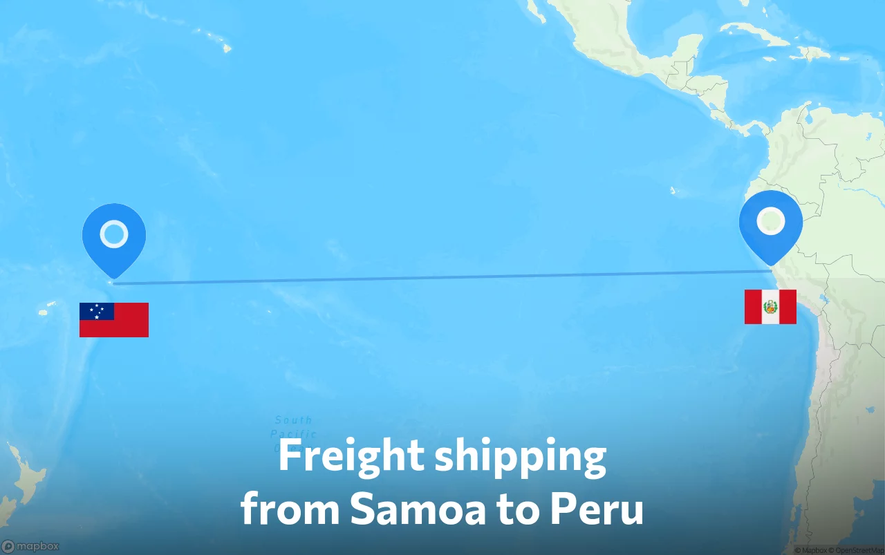 Shipping route from Samoa to Peru