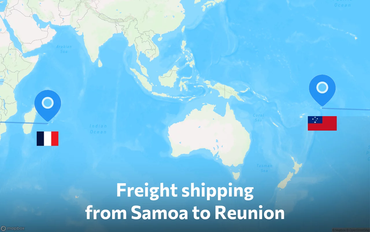 Shipping route from Samoa to Reunion