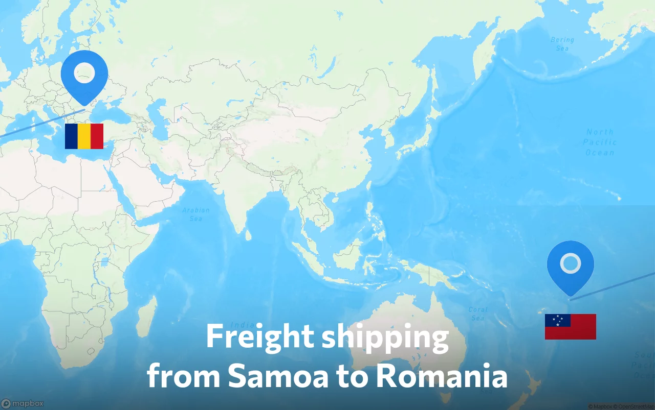 Shipping route from Samoa to Romania