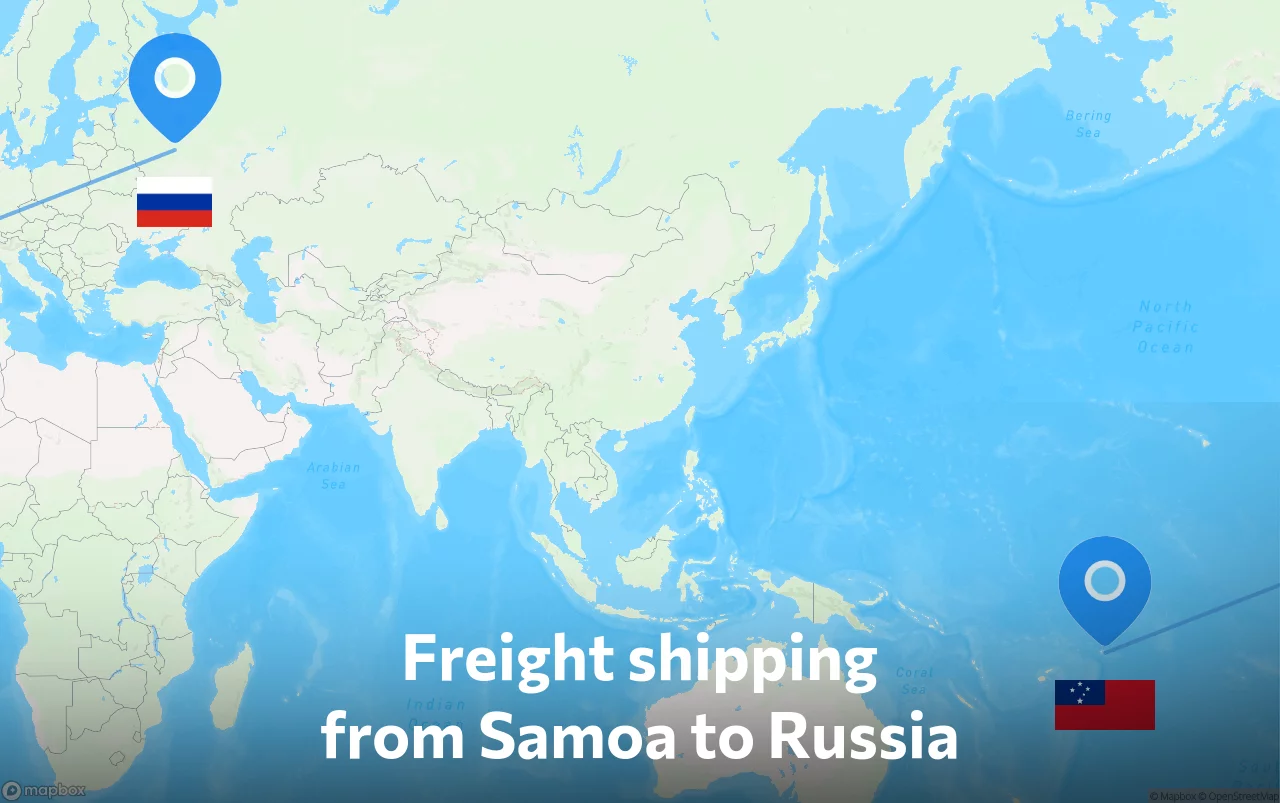 Shipping route from Samoa to Russia