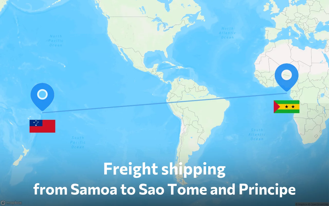 Shipping route from Samoa to Sao Tome and Principe