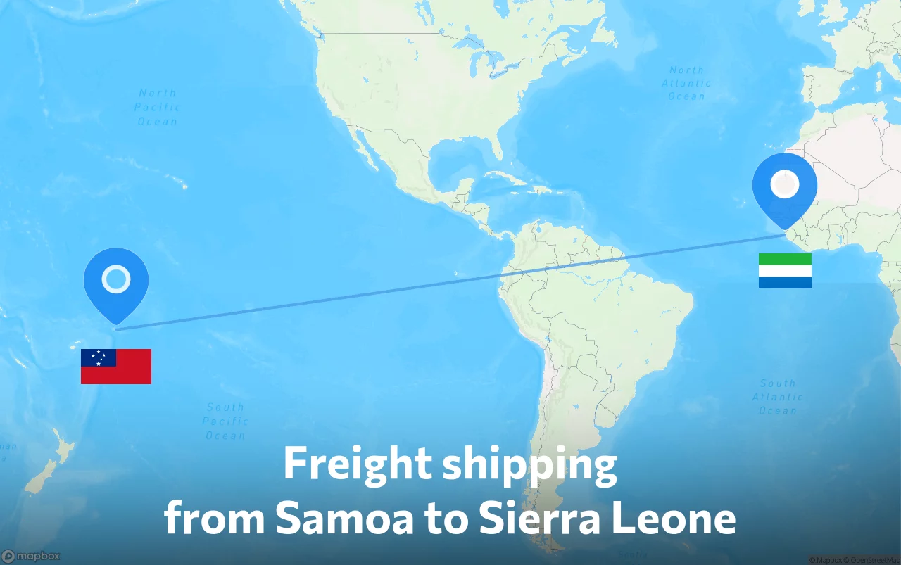 Shipping route from Samoa to Sierra Leone