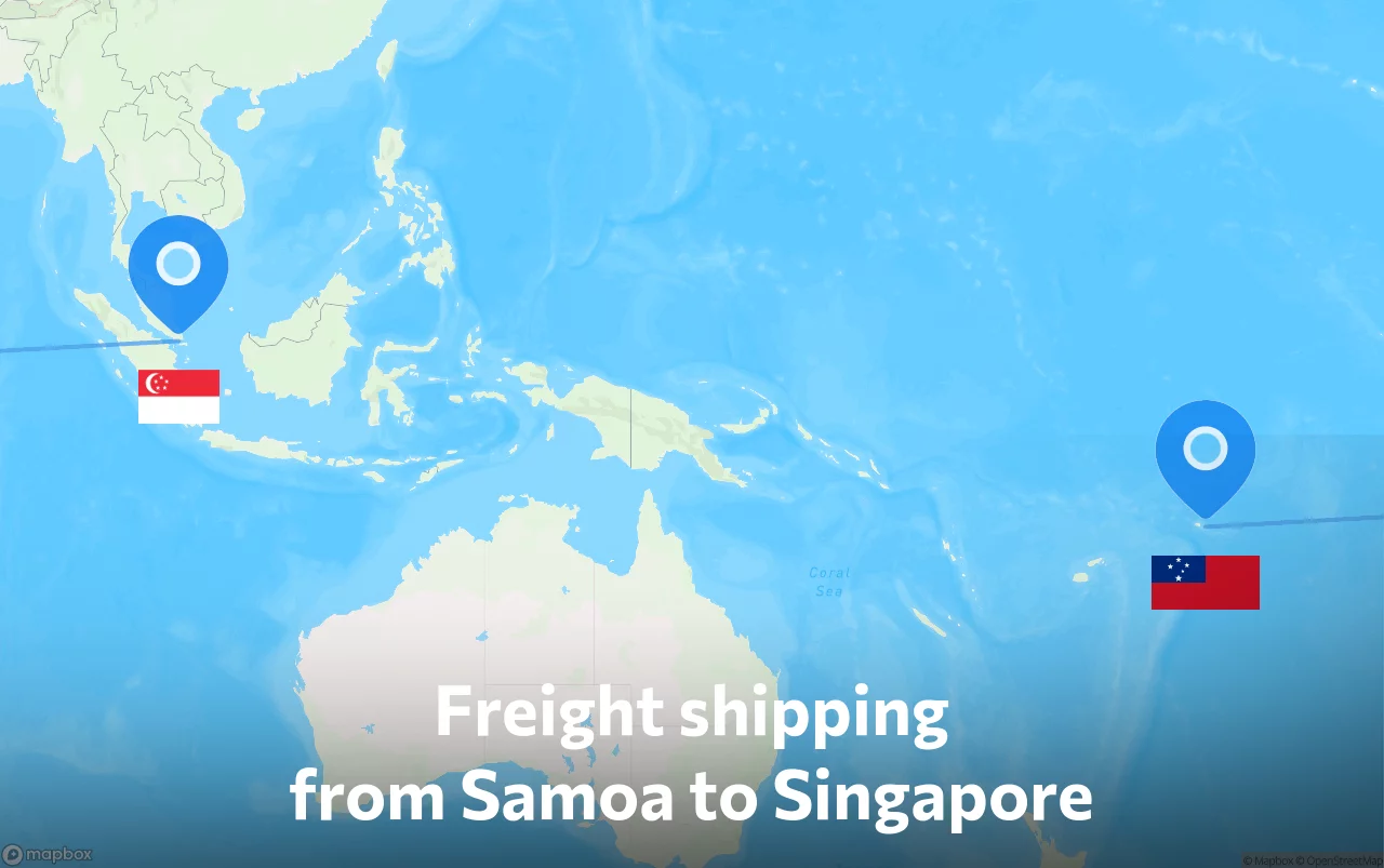 Shipping route from Samoa to Singapore