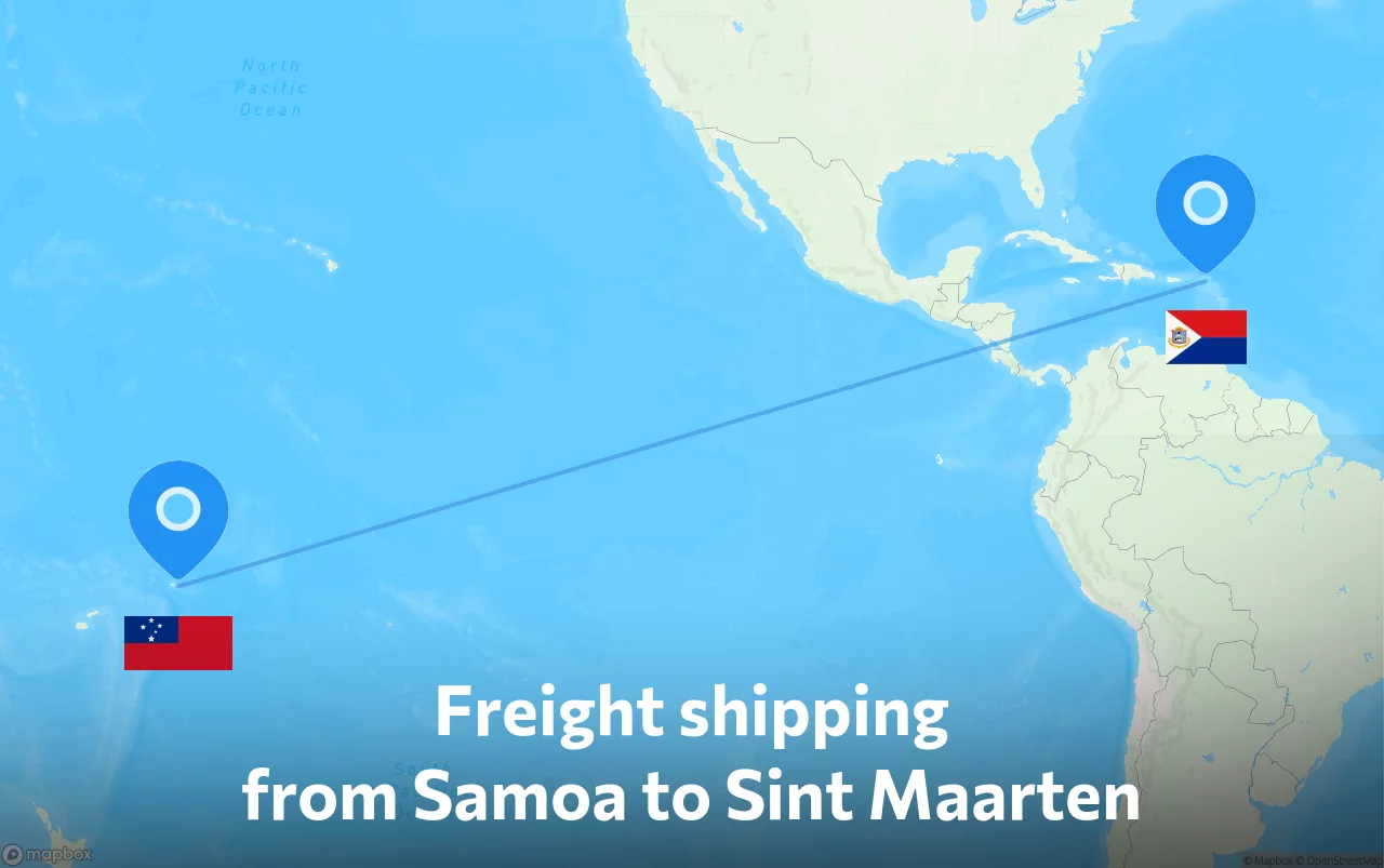 Shipping route from Samoa to Sint Maarten