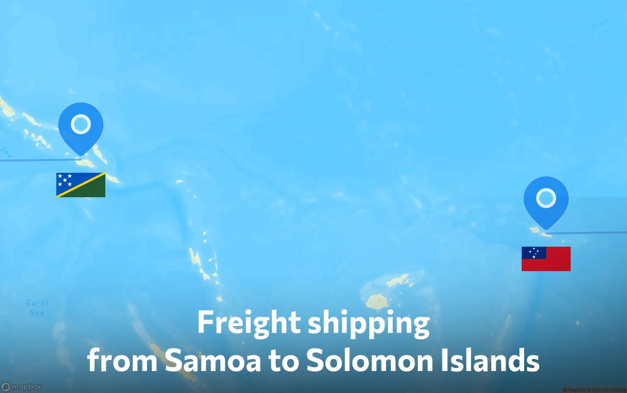 Shipping route from Samoa to Solomon Islands