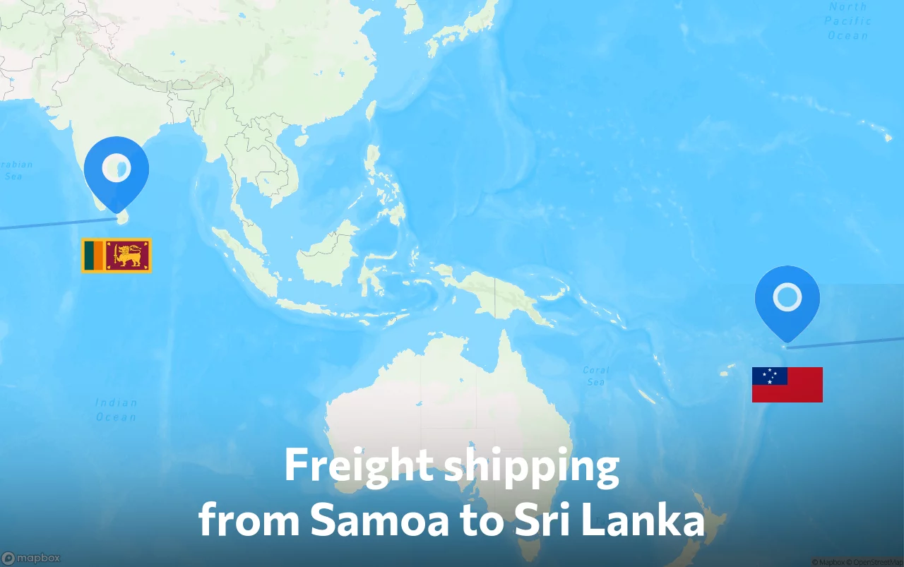 Shipping route from Samoa to Sri Lanka