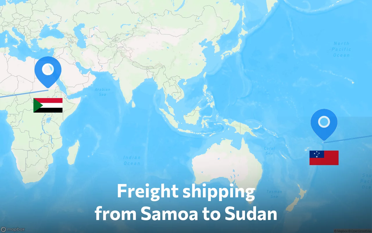 Shipping route from Samoa to Sudan