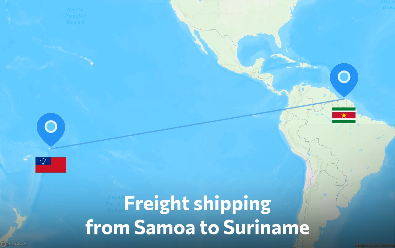 Shipping route from Samoa to Suriname