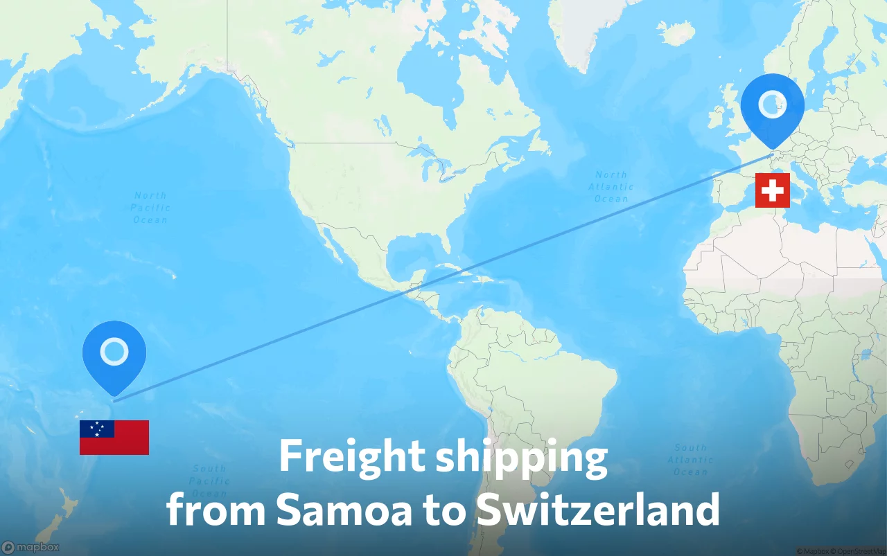 Shipping route from Samoa to Switzerland