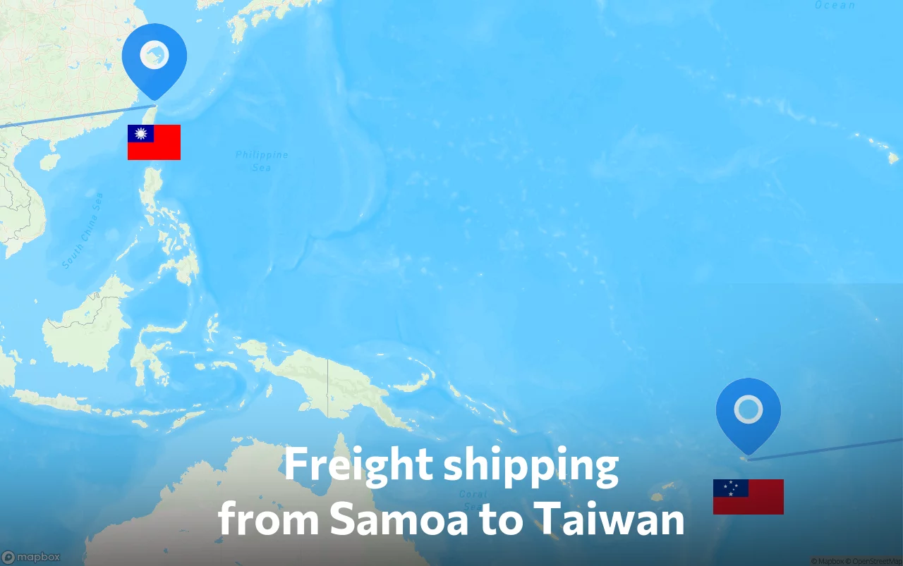 Shipping route from Samoa to Taiwan
