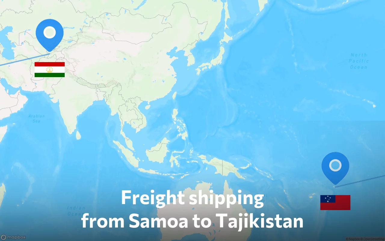 Shipping route from Samoa to Tajikistan