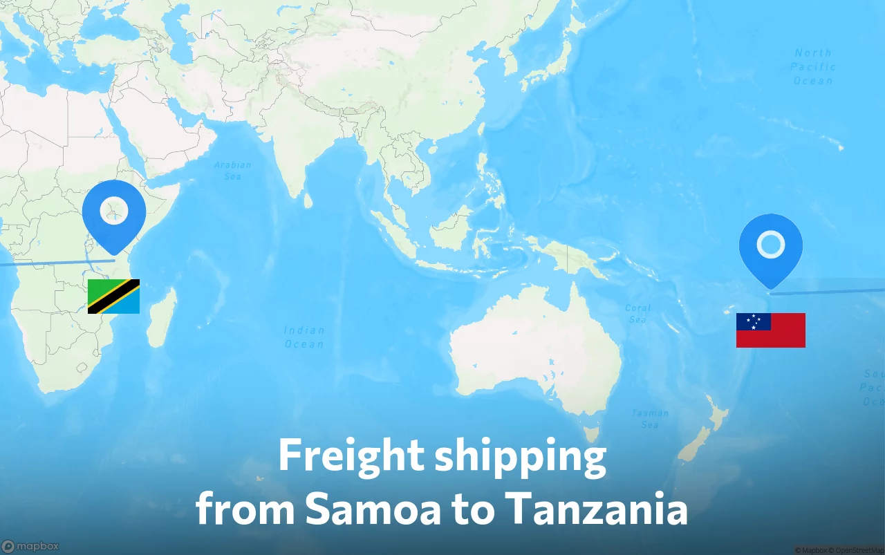 Shipping route from Samoa to Tanzania
