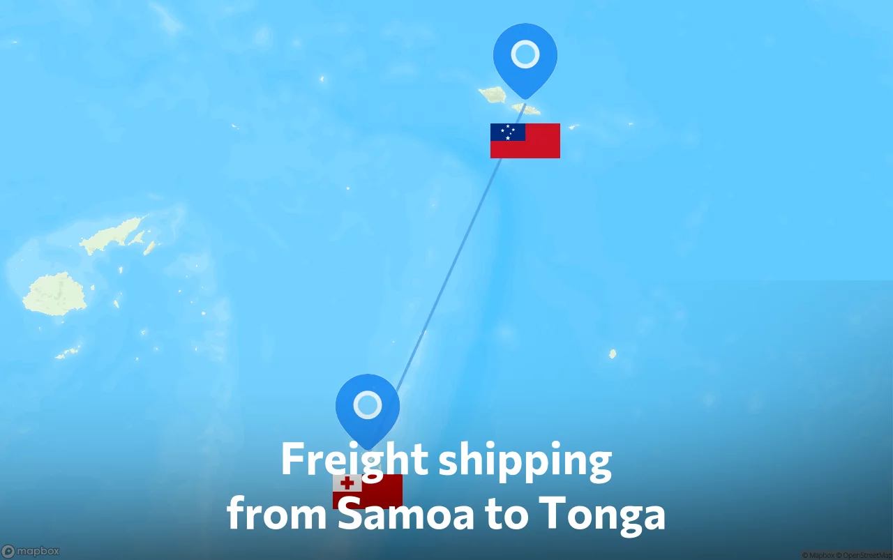 Shipping route from Samoa to Tonga